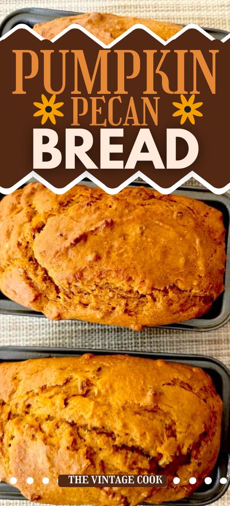 Homemade Pumpkin Bread Recipe (Mini Loaves) 🎃 uses Libby’s Pure Pumpkin. The BEST moist, tender fall quick bread packed with warm spices! Make with or without pecans.  Easy one-bowl recipe ready in under 45 minutes. Makes 3 loaves. .  #pumpkinbread #fallbaking #quickbread #pumpkinspice #miniloaves #pecans #homemade #falldesserts #thanksgivingrecipes #baking #pumpkinrecipes #moistbread​​​​​​​​​​​​​​​​ Pumpkin Pecan Loaf, Mini Loaves Pumpkin Bread, Pumpkin Pecan Bread, Pecan Bread Recipe, Homemade Pumpkin Bread, Recipes For Vegetables, Desserts To Share, Best Pumpkin Bread Recipe, Best Pumpkin Bread