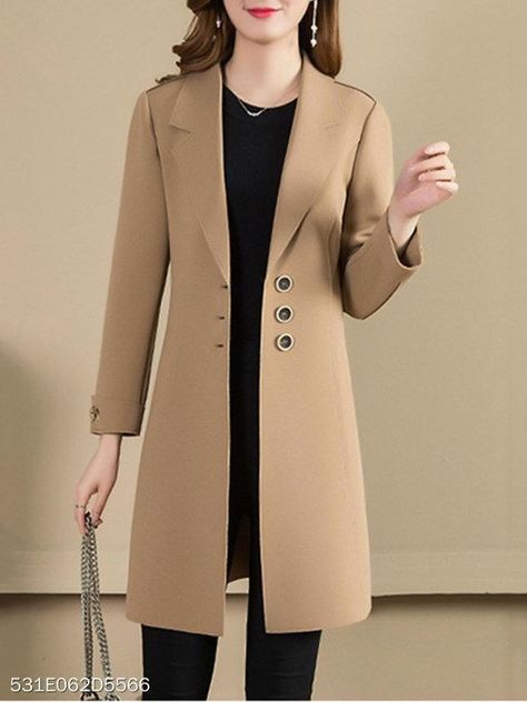 Plain Coats, Mode Mantel, Womens Dress Coats, Trench Coat Style, Coat Outfit, Cheap Womens Clothing, Dresses Elegant, Coat Outfits, Coat Fashion