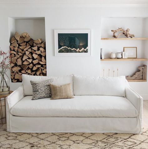 White Slipcover Sofa, Small Apartment Decorating Living Room, Couch Styling, Modern Rustic Living Room, Minimalist Living Room Decor, First Apartment Decorating, Classic Living Room, Living Room Trends, Living Room Decor Ideas