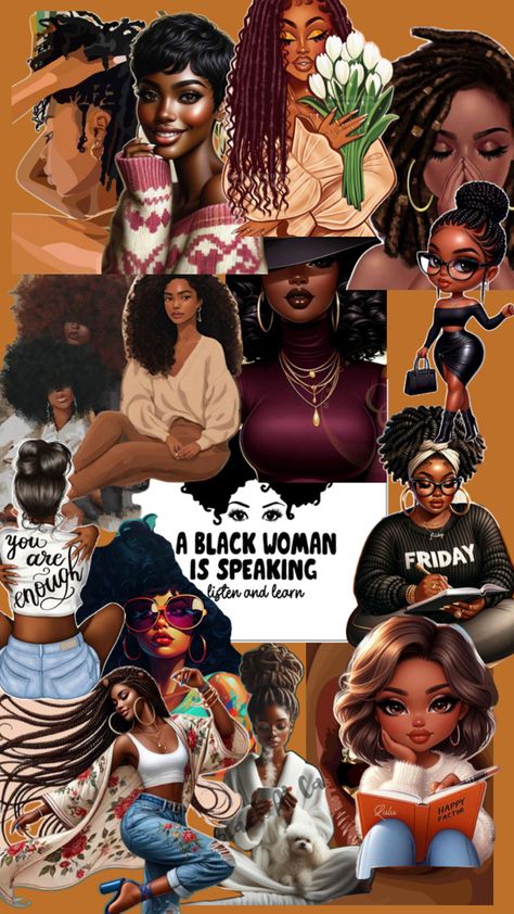 Black woman cartoon art Black Women Collage, Women Collage, Kindle Insert, Black Woman Art, Woman Art, Black Women Art, Art Collage, Female Art, A Black