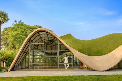 The grounds of this pre-primary school in Vijayawada blend playfully with nature | Architectural Digest India Stilted House, Pre Primary School, 3d Printing Architecture, Architectural Design Studio, India Architecture, Parametric Architecture, India School, Zaha Hadid Architects, Education Architecture