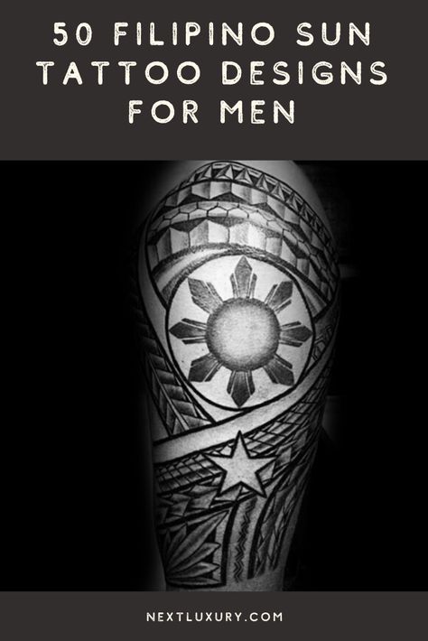 Filipino Tribe Tattoo Design, Philippine Tribe Tattoo Designs, Filipino Half Sleeve Tattoo, Polynesian Tattoo Designs Arm, Filipino Arm Band Tattoo, Three Stars And A Sun Tattoo Philippines, Pinoy Tattoo Design Philippines, Philippine Flag Tattoo Design, Filipino Tribe Tattoos Men