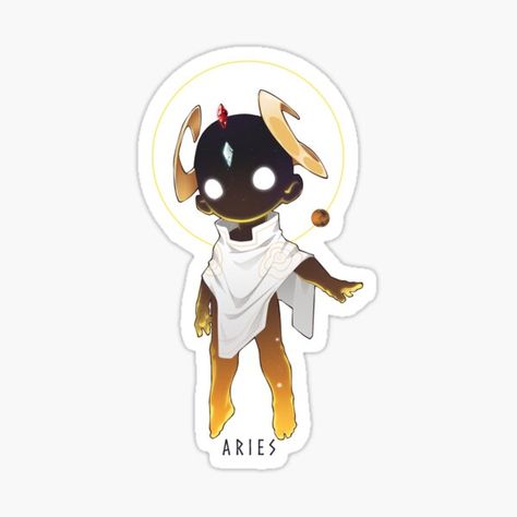 Aries Character Design, Aries Character, Zodiac Sign Stickers, Pisces Sticker, Character Form, Oc Poses, Aries Aquarius, Aries Art, Zodiac Sign Aries