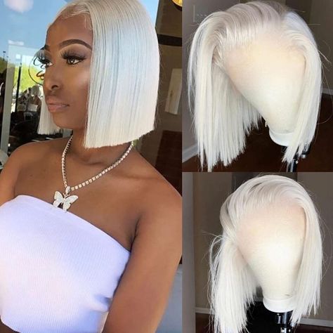 Crochet Protective Styles, Platinum Ash Blonde, Bangs Round Faces, Blonde Short Bob, Platinum Bob, Ash Blonde Bob, Wig Ideas Black Women, Wigs Collection, Wigs For White Women