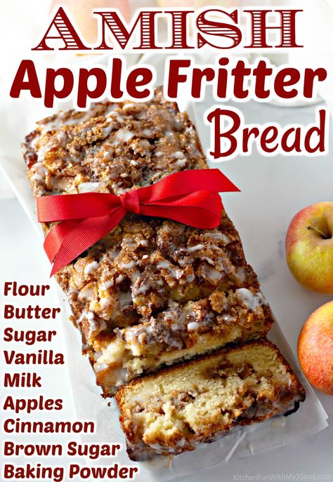 Loaf Pan Recipes Desserts, Apple Breads, Amish Apple Fritter, Amish Starter, Amish Baking, Apples Recipes, Applesauce Bread, Breakfast Favorites, Apple Bread Recipe