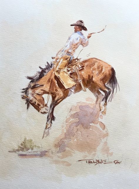 Watercolor Horse Painting, Bucking Horse, Cowboy Artists, Western Prints, Western Artwork, Bucking Bronco, Western Paintings, Horse Posters, Western Wall Art