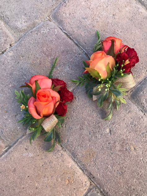 Orange Corsage, Wedding Pew Decorations, Red Corsages, Wrist Corsage Prom, Prom Corsage And Boutonniere, Homecoming Corsage, Corsage And Boutonniere Set, Bridesmaid Corsage, Matching Bridesmaids