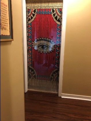 Bead Door Curtain Diy, Beaded Doorway Curtain, Curtain Room Dividers, Bead Door Curtain, Beaded Doorway, Curtains For Doorways, Door Curtains Diy, Closet Curtain, Beaded Curtains Doorway