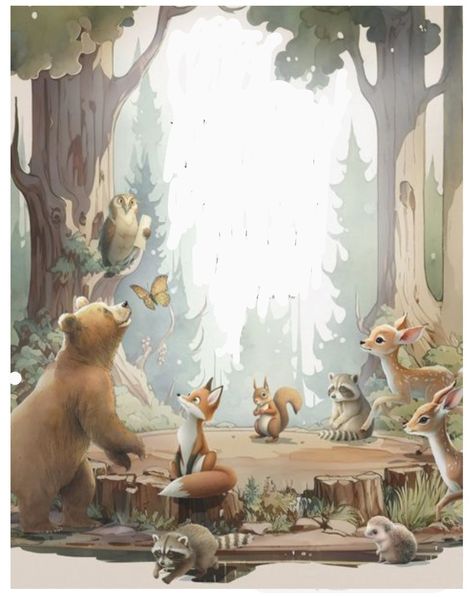 Woodland Background, Vom Avea Un Copil, Woodland Painting, Woodland Animals Nursery, Woodland Illustration, Fox Birthday, Nursery Illustration, Idee Babyshower, Woodland Animal Nursery