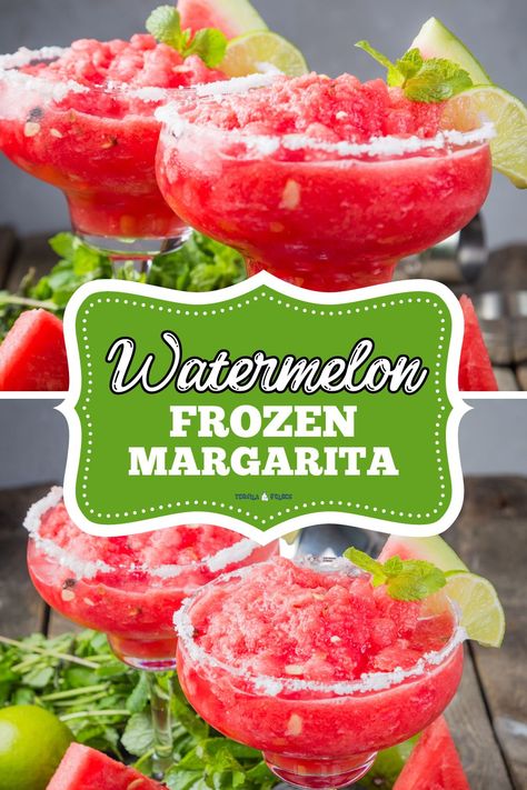 frozen watermelon margarita Virgin Watermelon Margarita, Watermelon Margarita Mocktail, Watermelon Lemonade Slushy, Watermelon Margarita Recipe, Frozen Watermelon Margarita, Simply Watermelon Cocktail, Tequila Margarita, Frozen Watermelon, Unique Drink