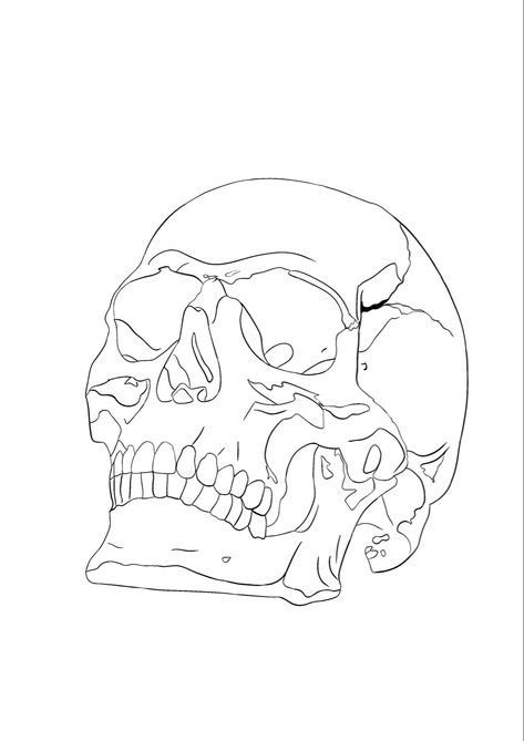 Skull Tattoo Outline Drawing, Skull Tattoo Design Outline, Skeleton Tattoo Stencil, Skull Stencil Tattoo, Skull Outline Tattoo, Skeleton Head Tattoo, Doodle Stencils, Skull Stencil Templates, Skull Tattoo Stencils Outline