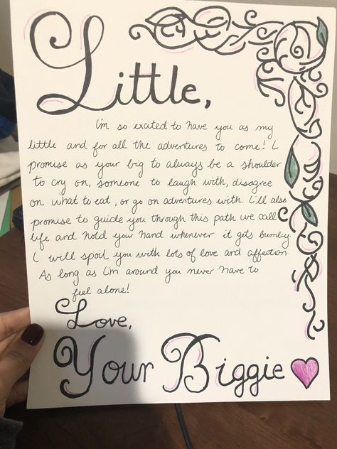 Sorority Clue Week Ideas, Big Little Flower Theme, Big Little Letters Note, Princess Diaries Big Little Reveal, Big Little Notes Letters, Big Little Basket Notes, Big Little Notes, Big Little Reveal Basket, Big Little Hint Ideas