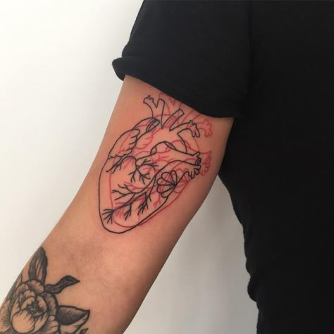 16 Tattoo, Anatomical Heart Tattoo, Inspiration Tattoos, Red Ink Tattoos, Red Tattoos, Dainty Tattoos, Dope Tattoos, Little Tattoos, Piercing Tattoo