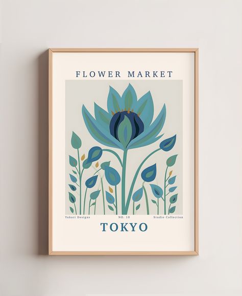 Flower Market Tokyo - Captivating floral art inspired by the vibrant energy of Tokyo and the beauty of Japanese blooms. Flower Market Tokyo, Botanical Minimalist, Tropical Birthday Party, Flower Market Print, Market Poster, Tropical Birthday, Wall Art Botanical, Flower Bird, Mid Century Modern Style