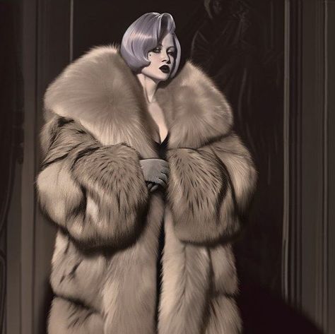 Big Fur Coat, Jacket Drawing, Fur Outfit, Fur Coat Outfit, Fabulous Furs, Fluffy Coat, Black White Art, Fur Coats Women, Fox Fur Coat