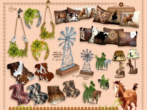 The Sims Resource - Champion Ranch Decor(Patreon) Sims 4 Country Bedroom Cc, Sims4 Furniture, Ranch Furniture, Sims Packs, Sims 5, Free Sims, Ranch Decor, Casas The Sims 4, Sims 4 Cc Packs