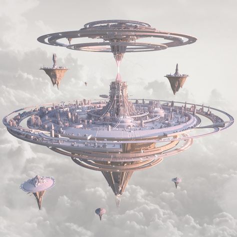 ArtStation - DreamState Los Angeles 2 Sci Fi Architecture, Sci Fi Landscape, Flying Saucers, Sci Fi City, Floating City, Spaceship Art, Fantasy City, Space City, Fantasy Places