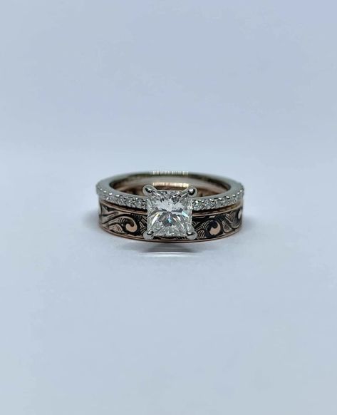 Wedding Country Rings, Engagement Rings Country Western, Tooled Silver Wedding Ring, Simple Country Wedding Rings, Promise Rings Country, Mens Western Wedding Ring, Western Style Wedding Rings For Women, Country Rings Engagement, Simple Western Promise Rings