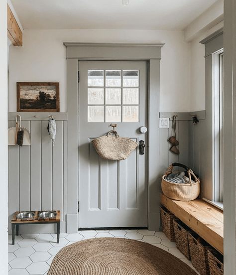 Instagram Saves: 10 Character Filled Entryways I'm Drawing Inspiration From - Making it in the Mountains Katie Rose, Mud Rooms, Loft Ideas, Mudroom Design, Traditional Farmhouse, Storm Door, Barn Conversion, Utility Room, Mud Room