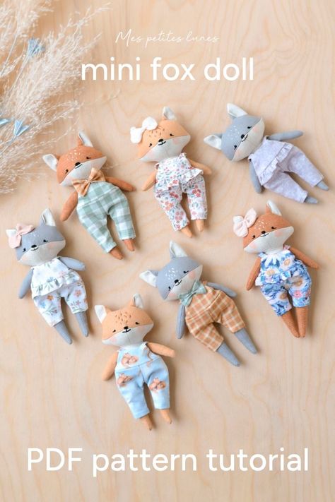 Sew Your Own Mini Fox Plush Doll, our detailed sewing pattern will guide you through every step to create this tiny fox. Designed for both beginners and seasoned sewers, it�’s a fun summer craft project you can whip up in no time. #MesPetitesLunes #MiniFoxPlush #EtsySewingPatterns #DIYPlush #HandmadeHappiness #SewingFun #CraftYourJoy #CuteCreations #SewingProjects Plush Animal Sewing Pattern, Small Dolls To Make, Free Fox Sewing Pattern, Sewed Animals, What To Sew For Beginners, Sewing Baby Projects, Fox Plush Pattern, Little Sewing Projects, Plush Sewing Patterns