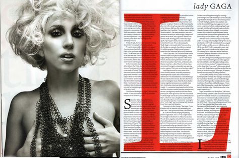 doublepagespreadladygagaq Magazine Page Layouts, Double Page Spread, Fashion Editorial Layout, Magazine Layout Inspiration, Fashion Magazine Layout, Desain Editorial, Medium Blog, Magazine Spreads, Rolling Stones Magazine