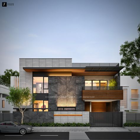 49 Digvijay Nagar - Jodhpur on Behance Types Of Interior Design, Contemporary Architecture House, Types Of Interior Design Styles, Contemporary Elevation, Front Facade, 2 Storey House Design, House Outer Design, Contemporary House Exterior, Best Modern House Design