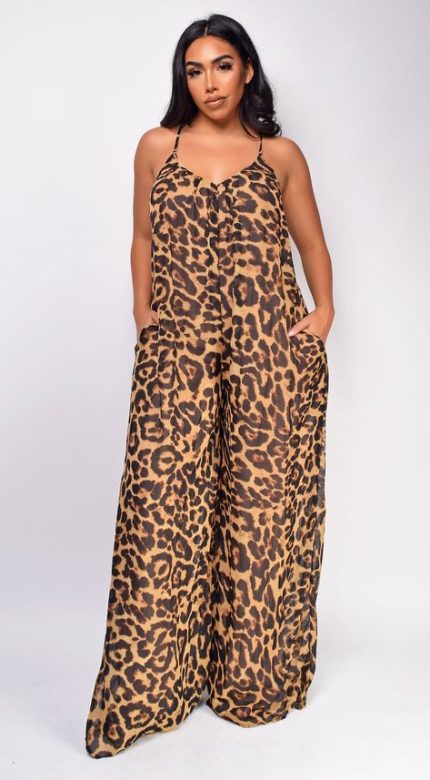 Leopard print jumpsuit Loose fit Side pockets Adjustable straps Back zipper closure 100% Polyester Model's height: 5'4" Model is wearing size Small Fringe Jumpsuit, Long Sleeve Mermaid Prom Dress, Leopard Jumpsuit, Animal Print Jumpsuit, Leopard Print Jumpsuit, Leather Jumpsuit, Print Jumpsuit, Black Fringe, Brown Leopard