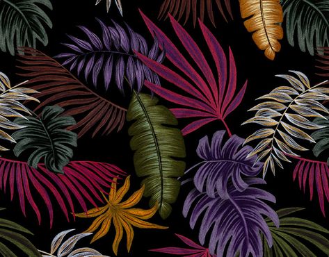 Tropical Goth, Goth Living Room, Swim 2023, Textile Design Pattern, Dark Tropical, Tropical Bedrooms, Wallpaper Themes, Goth Decor, Gothic Aesthetic