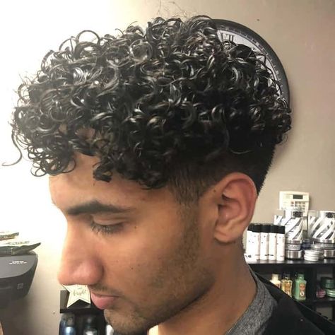 Permed Hair Medium Length, Tight Curl Perm, Black Hair Perm, Perm Men, Temp Fade, Perm Hair Men, Tight Curly Hair, Blowout Haircut, Long Hair Perm