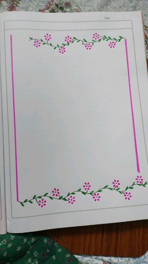 Lesson Plan Register Decoration, Borders For Project Simple, Simple Designs For Project, Easy Design For Project, Assignment Paper Design, Simple Borders For Paper, Flower Border Design Simple, Flower Drawing Border, Boders Idea For Project