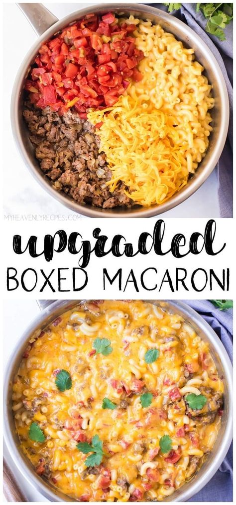 Hamburger Macaroni And Cheese, Hamburger And Mac And Cheese, Mac N Cheese With Ground Beef, Boxed Macaroni And Cheese Recipes, Mac And Cheese With Hamburger Meat, Recipes Using Kraft Macaroni And Cheese, Box Macaroni And Cheese Recipes, Recipes Using Boxed Mac And Cheese, Recipes With Boxed Mac And Cheese