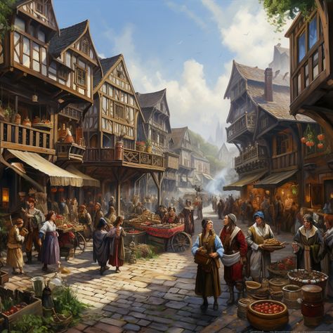 Dnd Forest Village, Dnd Inn, Dnd Town, Fantasy Market, Fantasy Inn, Dnd City, Medieval Tavern, Forest Village, Forest People