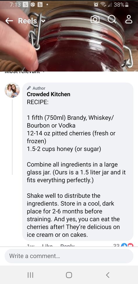 Cherry Bounce Cherry Bounce Recipe, Boozy Cherries, Amarena Cherries, Cherry Bounce, Large Glass Jar, Christmas Punch, Frozen Cherries, Bourbon Whiskey, Kitchen Recipes