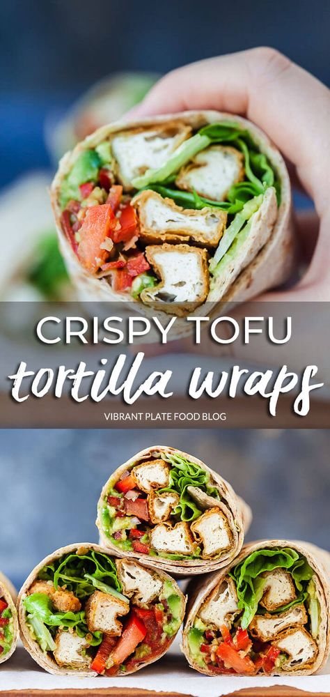 Tortilla Wraps Vegetarian, Tortilla Recipe Vegetarian, Crispy Tofu Meals, Tofu Tortilla Wraps, Easy Vegetarian Wraps, Plant Based Wraps Recipes, Easy Tofu Lunch Recipes, Vegan Tofu Wrap Recipes, Veggie Tortilla Wraps