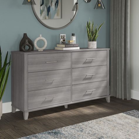 Enhance your bedroom organization with the Dresser. Grey Dresser, Dresser Bed, Drawer Design, Gray Bedroom, Bedroom Furniture Dresser, Double Dresser, Dresser Decor, 6 Drawer Dresser, Bedroom Dressers