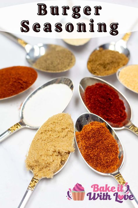 Burger Spice Blend, Hamburger Spice Blend, Homemade Burger Seasoning, Burger Spices, Burger Seasoning Recipe, Hamburger Spices, Hamburger Seasoning Recipe, Best Burger Seasoning, Burger Recipes Seasoning