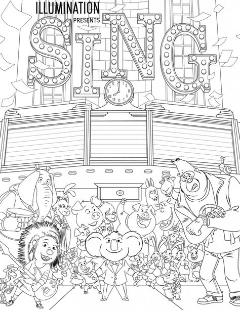 Sing Coloring Pages - Best Coloring Pages For Kids Sing Movie, Fathers Day Coloring Page, Kids Singing, Mario Coloring Pages, Abstract Coloring Pages, Barbie Coloring Pages, Dinosaur Coloring Pages, Pokemon Coloring Pages, Mandala Coloring Books