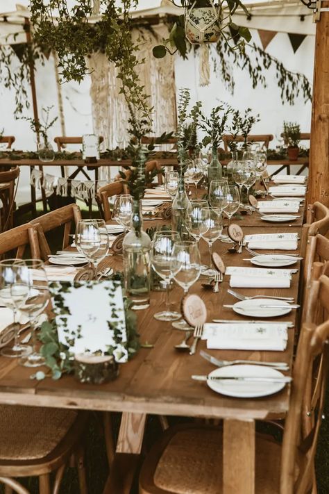 Tipi Decor, Woodland Reception, Forest Themed Wedding, Wedding Banquet Table, Plant Pot Decor, Banquet Table Decorations, Gala Fundraiser, Daughters Of Simone, Pot Decor