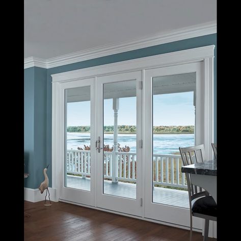 Patio Door Window Treatments, Single Patio Door, Andersen Doors, Replacement Patio Doors, Hinged Patio Doors, Door Window Treatments, French Doors Exterior, Doors Makeover, Modern Patio Furniture