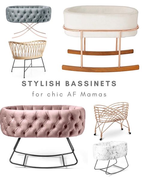 10 Modern, Stylish Baby Bassinets for Chic AF Mamas • The Trendiest Baby Cradles of 2020 • Chandeliers and Champagne White Bassinet, Baby Cradles, Rocking Bassinet, Simple Bed Designs, Cozy Baby Room, Back Of My Mind, Baby Cradle, Simple Bed, Baby Bassinet