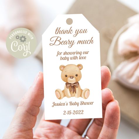 We Can Bearly Wait Favor Ideas, Bearly Wait Favors, Teddy Bear Theme Party Favor, Can Bearly Wait Baby Shower Ideas, We Can Bearly Wait Thank You Gifts, Bear Theme Baby Shower Thank You Gifts, Baby Shower Thank You Gifts For Guests Bear Theme, Orange Birthday, Bear Baby Shower Theme