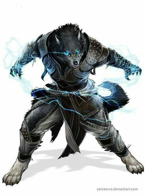 Benjii (skinny halfling werewolf sorcerer) A Wolf, A Character, Monster Hunter, Video Game, A Man, Blue