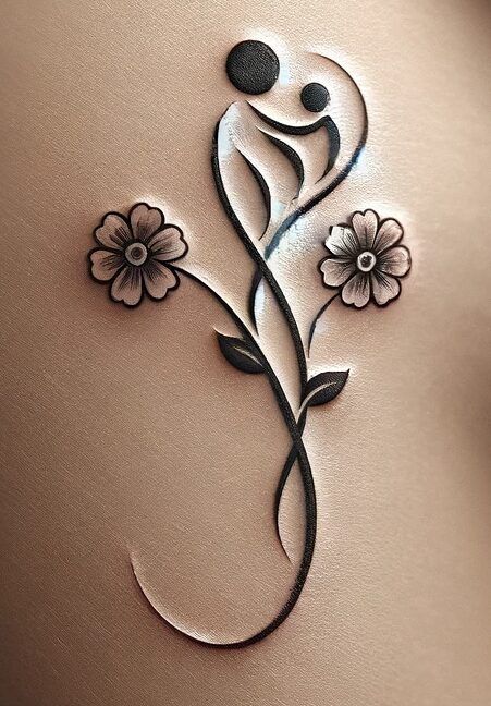 Tattoo Mother Of Two, Dainty Motherhood Tattoo, Mother Daughter Tattoo Flower, Small Mom Tattoos Mothers, Daughter Son Tattoos For Mom, 2 Daughters Tattoos For Mom, Mom Of 5 Tattoo Ideas, Tattoos For Moms With Daughters, Remembering Mom Tattoos