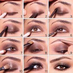 Pictorial Ideas, Brown Smokey Eye Tutorial, Makeup For Over 60, Trucco Smokey Eye, Smokey Eyes Tutorial, Smoky Eye Tutorial, Easy Eye Makeup Tutorial, Brown Smokey Eye Makeup, Applying Eyeshadow