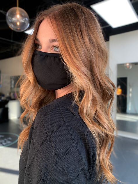 Balayage Blonde And Red, Spicy Blonde Hair, Balayage Hair Red Blonde, Dirty Blonde And Red Hair, Strawberry Balayage Hair, Blonde To Red Hair Transformation, Strawberry Blonde Hair Dark Roots, Strawberry Blonde Balayage On Brown Hair, Fall Blonde Balayage Honey