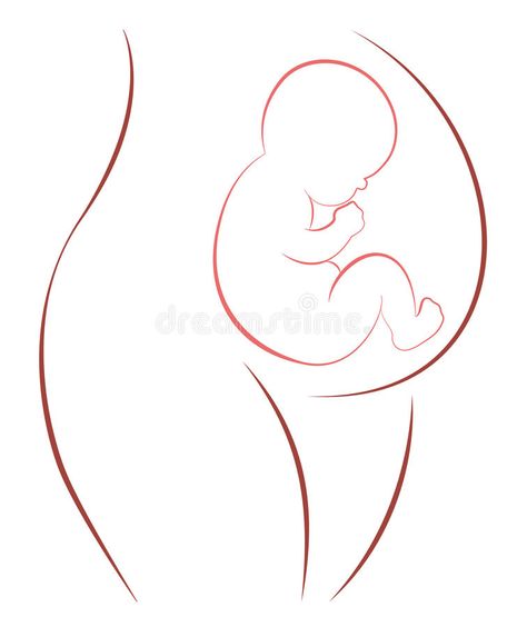 Pregnant Baby, Pregnant Mother Drawing, Baby In Womb Drawing, Mother And Baby Drawing, Pregnant Belly Drawing, Birth Drawing, Pregnant Sketch, Baby Drawing Ideas, Newborn Baby Drawing