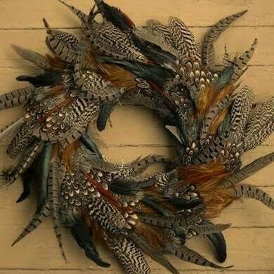 * Pheasant Feather Decor, Apple Wreath, Feather Wreath, Designing Ideas, Feather Decor, Fall Yall, Autumn Decorating, Pheasant Feathers, Turkey Feathers