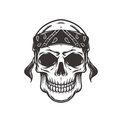 Vector skull wearing bandana head in vin... | Premium Vector #Freepik #vector #danger #black #face #vintage Skull And Bandana Tattoo, Skull With Bandana, Wearing Bandana, Leg Tats, Technology Icon, Skull Face, Skull Drawing, Mini Drawings, Card Banner