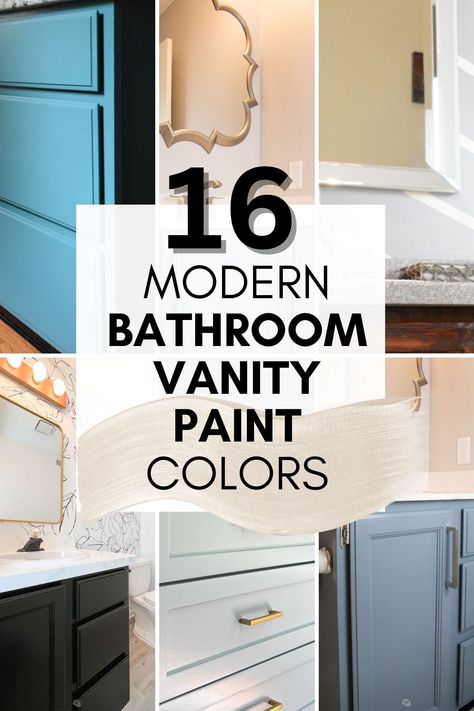 Get real-life inspiration for your DIY bathroom cabinet paint project. 16 Modern Bathroom Cabinet Vanity Makeover Ideas - The DIY Nuts Diy Bathroom Vanity Painting Ideas, Repainted Bathroom Cabinets, Refacing Vanity Bathroom Cabinets, Diy Bathroom Vanity Makeover Paint Cabinet Colors, Bathroom Vanity Paint Color Ideas, Bathroom Cabinet Paint Ideas, Paint Vanity Bathroom, Paint Colors For Bathroom Cabinets, Colors For Bathroom Cabinets