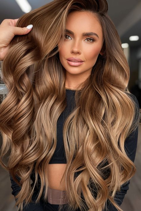 Golden Carmel Hair, Brown Carmel Honey Hair, Cinnamon Roll Hair Color, Gingerbread Hair Color, Golden Caramel Hair Color, Brown To Copper Balayage, Golden Bronze Hair Color, Copper Caramel Hair, Golden Brown Hair Honey